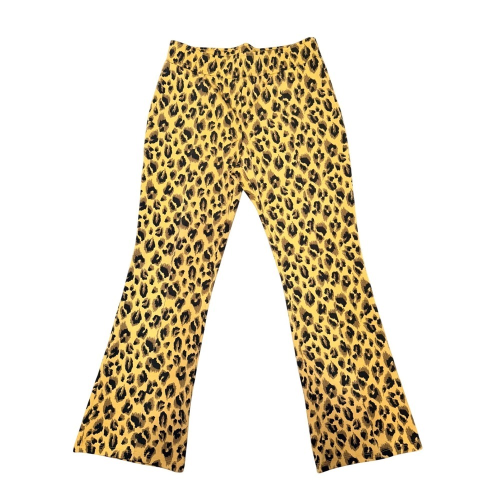 Cheetah Print Flare Pants Stretch Y2K Animal Print Petite S